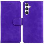For Samsung Galaxy S25 5G Skin Feel Pure Color Flip Leather Phone Case(Purple)