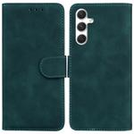 For Samsung Galaxy S25 5G Skin Feel Pure Color Flip Leather Phone Case(Green)