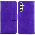 For Samsung Galaxy S25+ 5G Skin Feel Pure Color Flip Leather Phone Case(Purple)