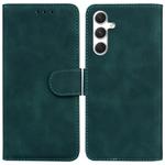 For Samsung Galaxy S25+ 5G Skin Feel Pure Color Flip Leather Phone Case(Green)