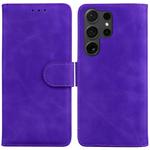 For Samsung Galaxy S25 Ultra 5G Skin Feel Pure Color Flip Leather Phone Case(Purple)