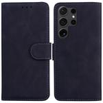 For Samsung Galaxy S25 Ultra 5G Skin Feel Pure Color Flip Leather Phone Case(Black)