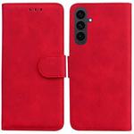 For Samsung Galaxy S25 FE 5G Skin Feel Pure Color Flip Leather Phone Case(Red)