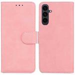 For Samsung Galaxy S25 FE 5G Skin Feel Pure Color Flip Leather Phone Case(Pink)