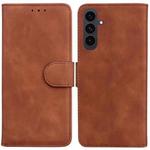 For Samsung Galaxy S25 FE 5G Skin Feel Pure Color Flip Leather Phone Case(Brown)