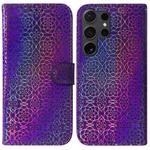 For Samsung Galaxy S25 Ultra 5G Colorful Magnetic Buckle Leather Phone Case(Purple)