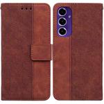 For Samsung Galaxy S24 FE 5G Geometric Embossed Leather Phone Case(Brown)