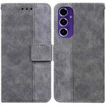 For Samsung Galaxy S24 FE 5G Geometric Embossed Leather Phone Case(Grey)