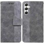 For Samsung Galaxy S25 5G Geometric Embossed Leather Phone Case(Grey)