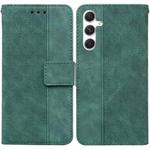 For Samsung Galaxy S25 5G Geometric Embossed Leather Phone Case(Green)