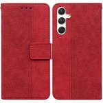 For Samsung Galaxy S25 5G Geometric Embossed Leather Phone Case(Red)