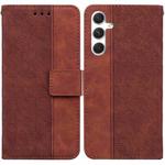 For Samsung Galaxy S25+ 5G Geometric Embossed Leather Phone Case(Brown)