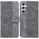 For Samsung Galaxy S25+ 5G Geometric Embossed Leather Phone Case(Grey)