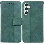 For Samsung Galaxy S25+ 5G Geometric Embossed Leather Phone Case(Green)