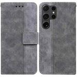 For Samsung Galaxy S25 Ultra 5G Geometric Embossed Leather Phone Case(Grey)
