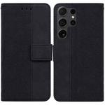 For Samsung Galaxy S25 Ultra 5G Geometric Embossed Leather Phone Case(Black)