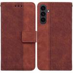 For Samsung Galaxy S25 FE 5G Geometric Embossed Leather Phone Case(Brown)
