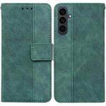 For Samsung Galaxy S25 FE 5G Geometric Embossed Leather Phone Case(Green)