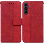For Samsung Galaxy S25 FE 5G Geometric Embossed Leather Phone Case(Red)