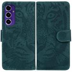 For Samsung Galaxy S24 FE 5G Tiger Embossing Pattern Flip Leather Phone Case(Green)