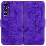 For Samsung Galaxy S24 FE 5G Tiger Embossing Pattern Flip Leather Phone Case(Purple)