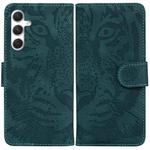 For Samsung Galaxy S25 5G Tiger Embossing Pattern Flip Leather Phone Case(Green)
