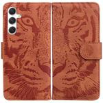 For Samsung Galaxy S25 5G Tiger Embossing Pattern Flip Leather Phone Case(Brown)