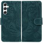 For Samsung Galaxy S25+ 5G Tiger Embossing Pattern Flip Leather Phone Case(Green)