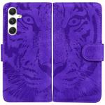 For Samsung Galaxy S25+ 5G Tiger Embossing Pattern Flip Leather Phone Case(Purple)