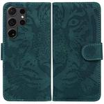 For Samsung Galaxy S25 Ultra 5G Tiger Embossing Pattern Flip Leather Phone Case(Green)