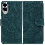 For Samsung Galaxy S25 Edge 5G Tiger Embossing Pattern Flip Leather Phone Case(Green)