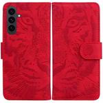 For Samsung Galaxy S25 FE 5G Tiger Embossing Pattern Flip Leather Phone Case(Red)