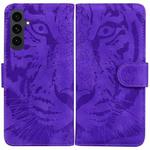 For Samsung Galaxy S25 FE 5G Tiger Embossing Pattern Flip Leather Phone Case(Purple)