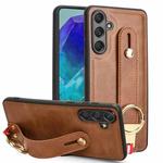 For Samsung Galaxy F55 / M55 / C55 5G Wristband Leather Back Phone Case(Brown)