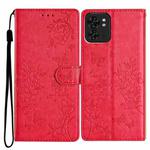 For Motorola Edge 40 Butterflies and Flowers Leather Phone Case(Red)