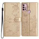 For Motorola Moto G10  / G20 Butterflies and Flowers Leather Phone Case(Gold)