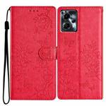 For Motorola Moto G53 5G Butterflies and Flowers Leather Phone Case(Red)