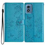 For Motorola Moto G Play 5G 2024 Butterflies and Flowers Leather Phone Case(Blue)