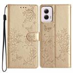 For Motorola Moto G Power 5G Butterflies and Flowers Leather Phone Case(Gold)