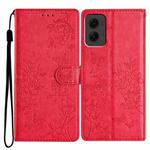 For Motorola Moto G Stylus 5G 2024 Butterflies and Flowers Leather Phone Case(Red)