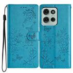 For Motorola Moto G75 5G Butterflies and Flowers Leather Phone Case(Blue)