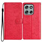 For Motorola Moto G56 5G Butterflies and Flowers Leather Phone Case(Red)