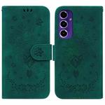 For Samsung Galaxy S24 FE 5G Butterfly Rose Embossed Leather Phone Case(Green)