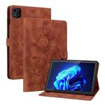 For itel Pad One 10.1 Lily Embossed Leather Tablet Case(Brown)