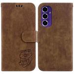 For Samsung Galaxy S24 FE 5G Little Tiger Embossed Leather Phone Case(Brown)