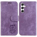 For Samsung Galaxy S25 5G Little Tiger Embossed Leather Phone Case(Purple)