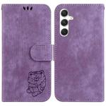 For Samsung Galaxy S25+ 5G Little Tiger Embossed Leather Phone Case(Purple)