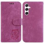 For Samsung Galaxy S25+ 5G Little Tiger Embossed Leather Phone Case(Rose Red)