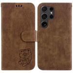 For Samsung Galaxy S25 Ultra 5G Little Tiger Embossed Leather Phone Case(Brown)