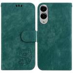For Samsung Galaxy S25 Edge 5G Little Tiger Embossed Leather Phone Case(Green)